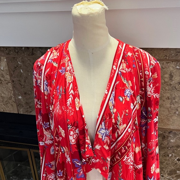 Jaase Red and White Floral Top/Jacket size large - Picture 9 of 11